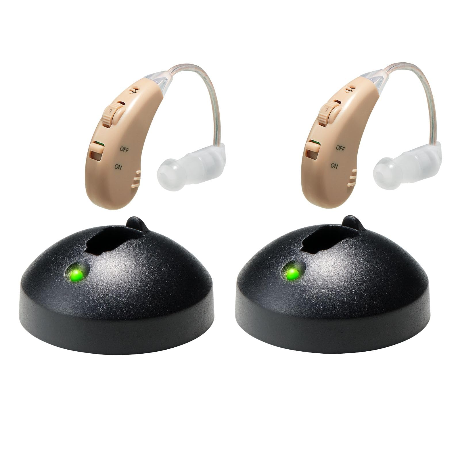【公式】楽ちんヒアリング本体 2個セット 集音器 軽量 正規品 ベージュ 耳かけ 充電式 目立たない ダイヤルで4段階の音量調整 簡単装着 敬老の日 プレゼント Shop Japan(ショップジャパン) RAH-A｜みんなのマーケット