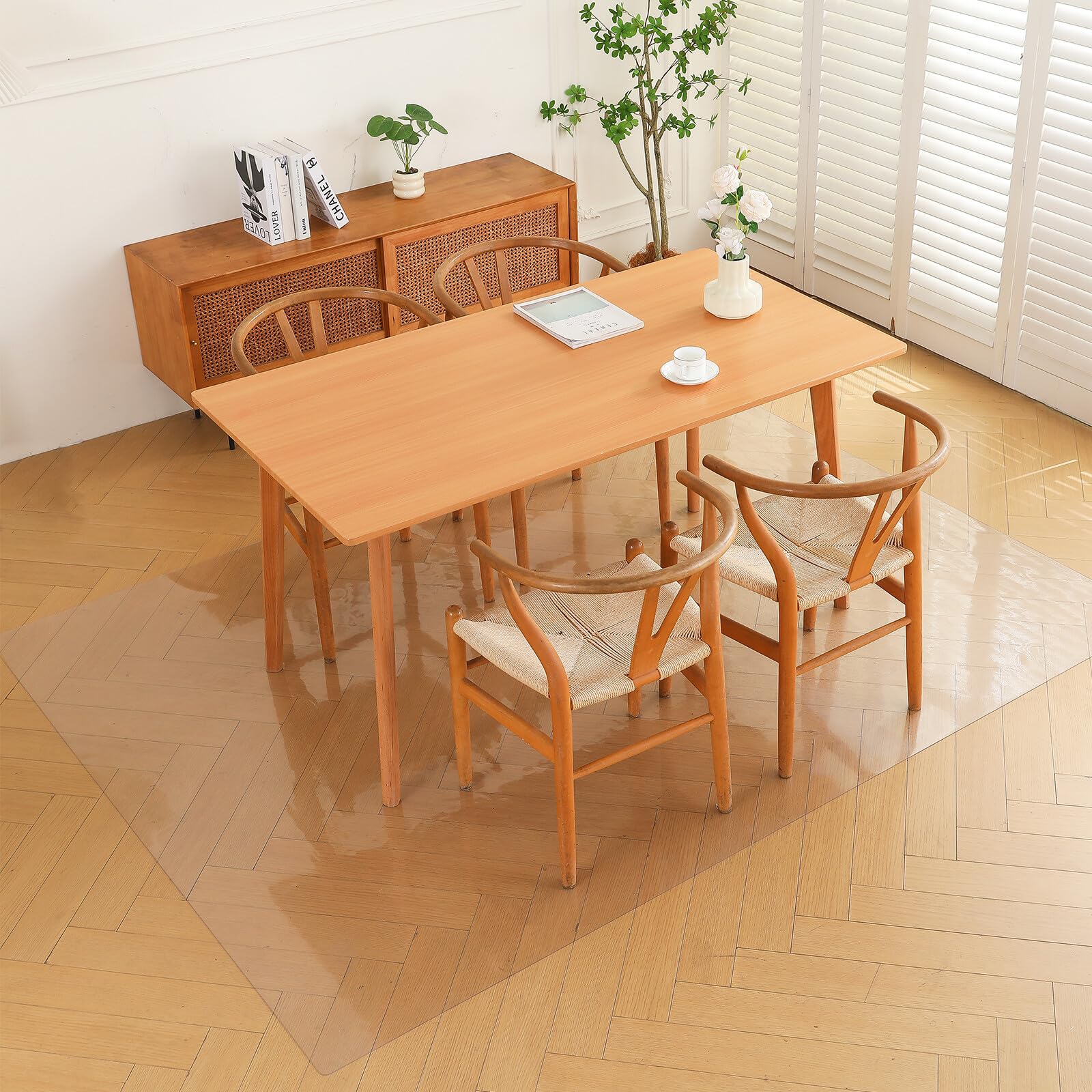 Bloomlover ダイニングマット エンボス加工 透明 150x150cm 厚さ3mm 特大サイズ クリア PVC 床を保護するマット チェアマット 超大判 プロテクターマット 汚れ防止 滑り止め お手入れ簡単｜みんなのマーケット