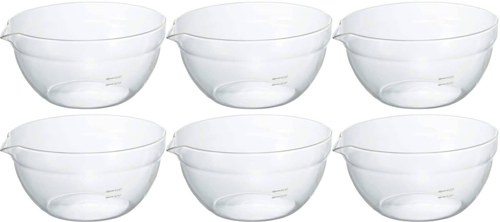 HARIO(ハリオ) 日本製 耐熱ガラス製 片口ボウル 800ml KB-80-BK 6個セット クリア｜みんなのマーケット