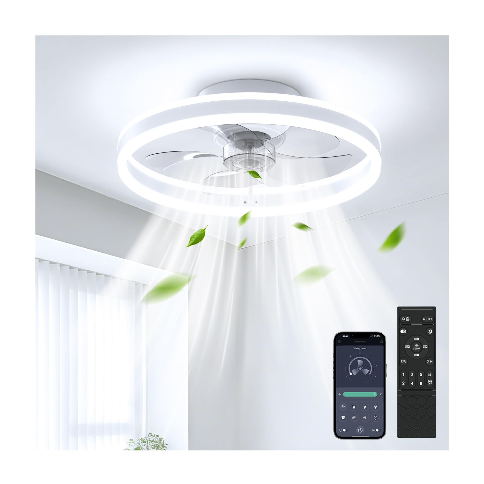シーリングファンライト 8-10畳 50cm 正逆回転 冷暖房効率UP シーリングファン coizabera 省エネ LEDシーリングライト 調光調色・風量調整 扇風機 常夜灯 最大6400lm 揺らぎ防止 DCモーター メモリー|みんなのマーケット