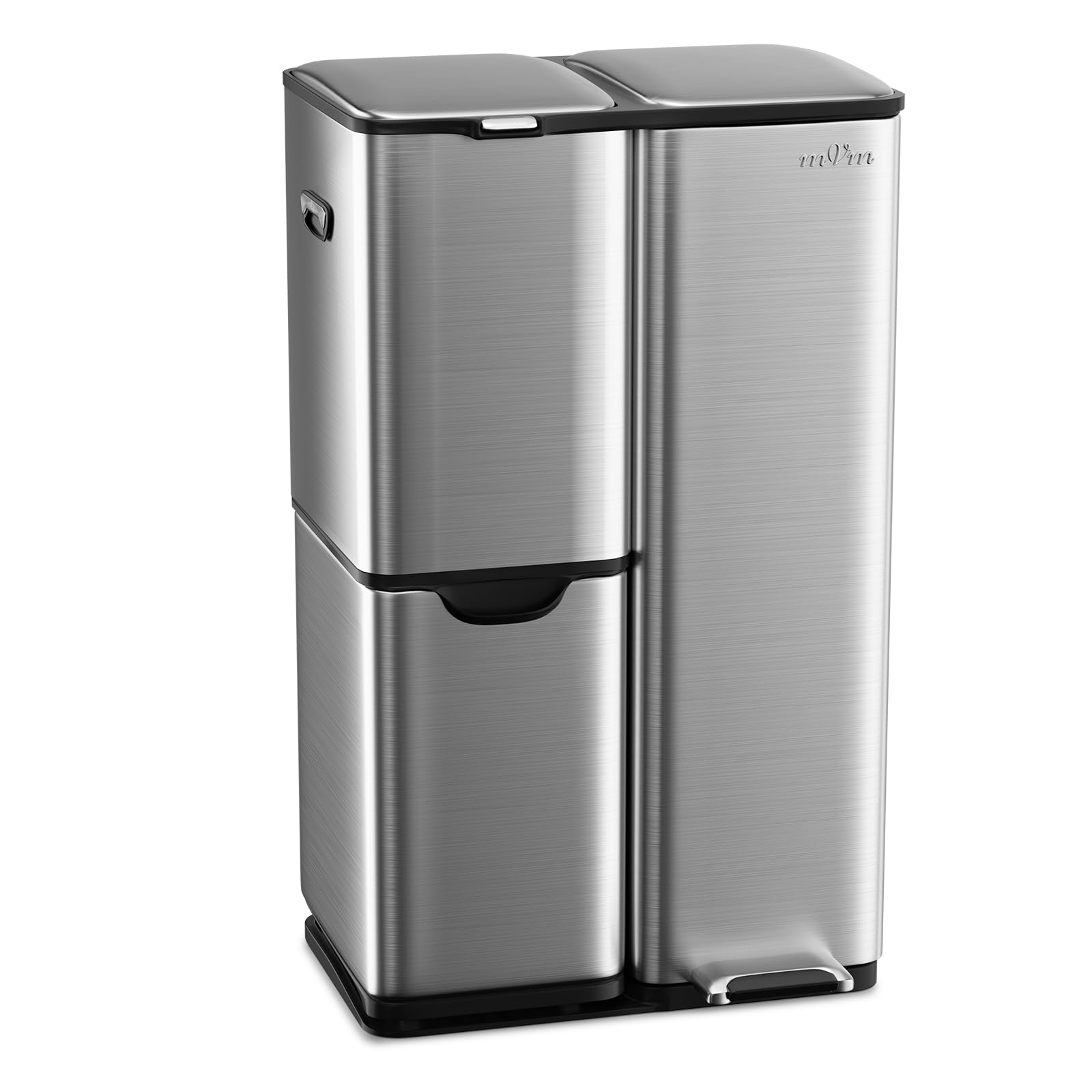 紙くずかご カテゴリー化 縦型 2段 3カテゴリー化 60L 砂ぼこりボックス席 蓋付き添い人 大電気容量 ステンレス鋼製 抽き出し式 ペットボトル 缶 納める 薄墨色