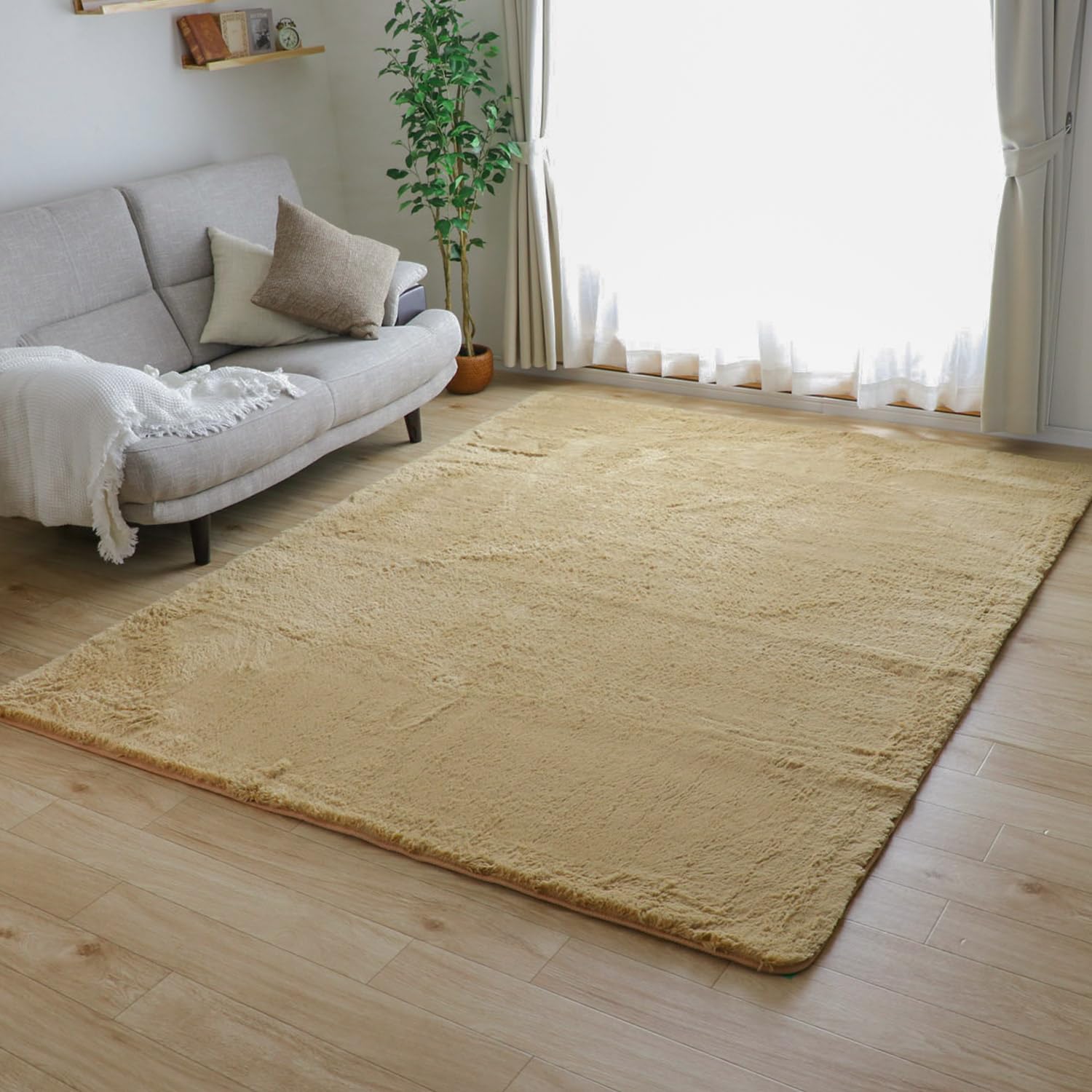 引っ敷き 引っ敷き 200×250糎 約3畳 シャギーラグ 朦朦たる 上滑り打ち切り付 防壁蝨目 抗菌 防臭 熱っぽい引っ敷き相応う 無地 モカ 引っ敷き