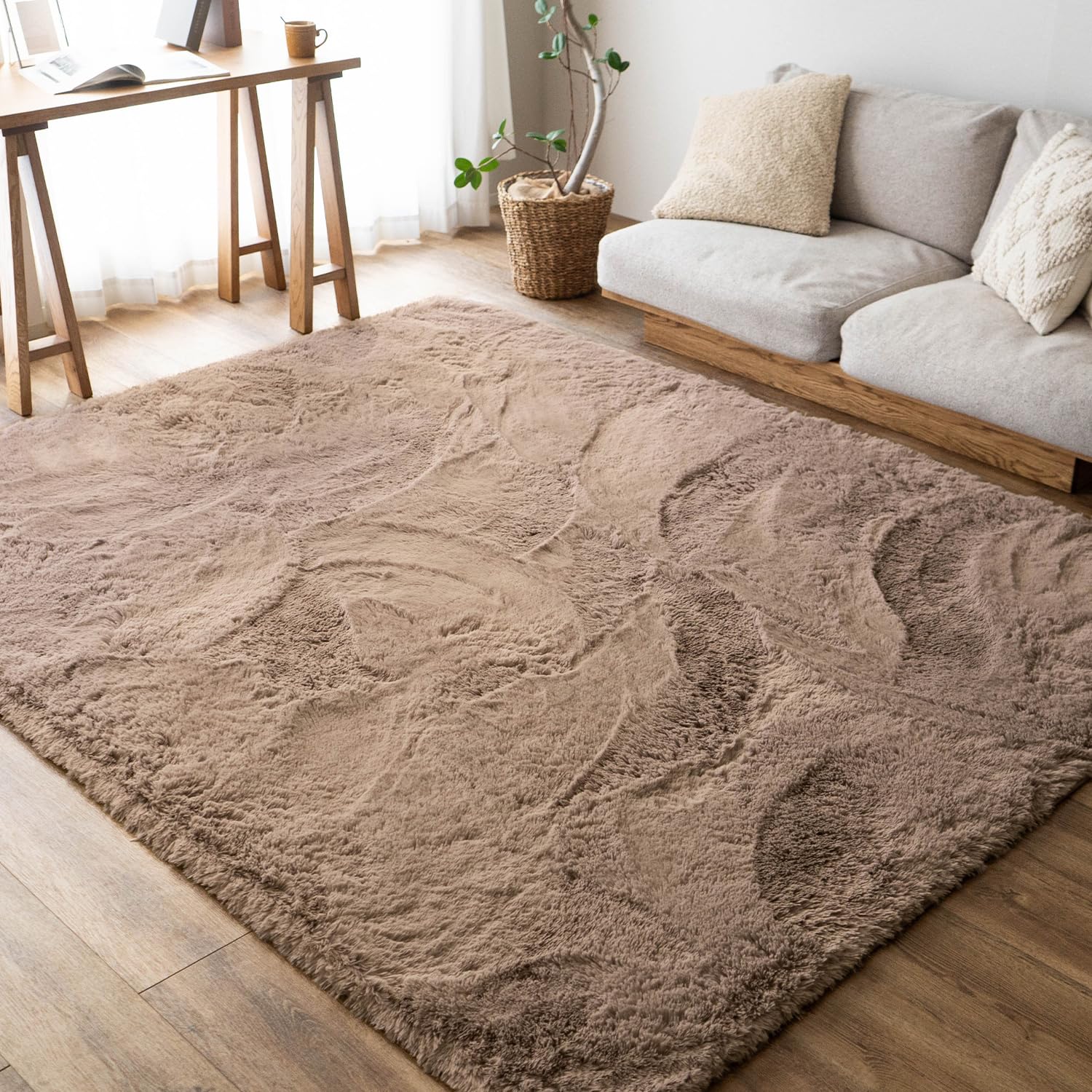 シャギーラグ 130x190 洗える 引っ敷き 引っ敷き 赤銅色 矩形 引っ敷き 今めかしい 北欧 無地 床暖房装置相応う 上滑り打ち切り付き添い人