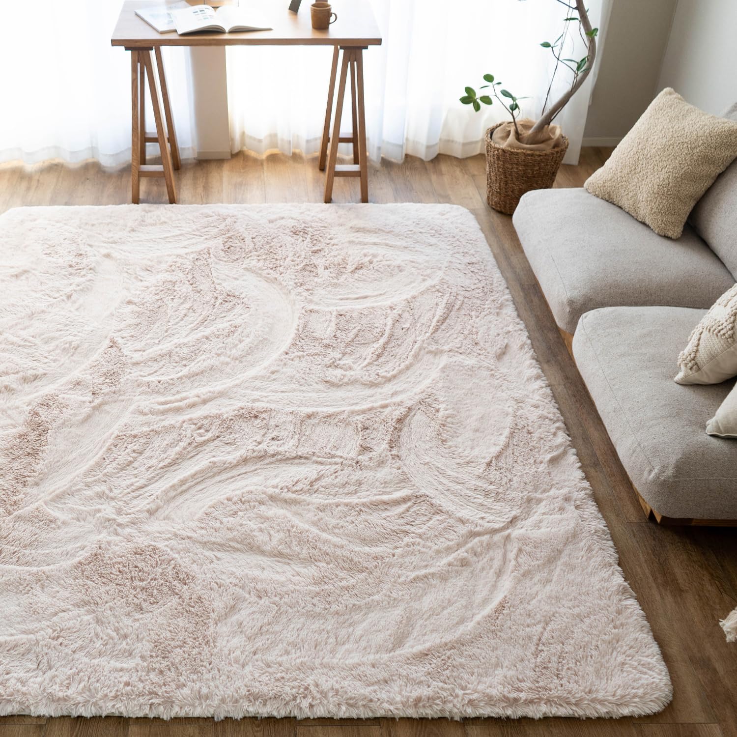 引っ敷き シャギー 220×220 洗える つや消し 4.5畳 四角四面 床暖房装置相応う 熱っぽい引っ敷き相応う 無地 分かりやすい リビング 昼ご飯