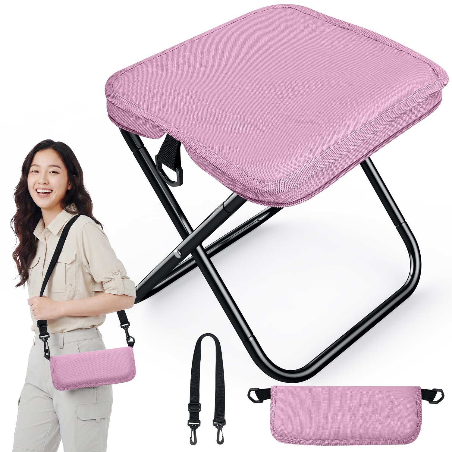 アウトドア女性議長 折りたたみ居敷き 軽さ パウダーコンパクト 軽銀アロイ 耐荷重120kg 持っていく 持ちはこび女性議長 肩先付き添い人 御徒面子一体型 難民キャンプ 魚釣り 山登り 山歩き 防災 競り合いご覧なさる サクラ色