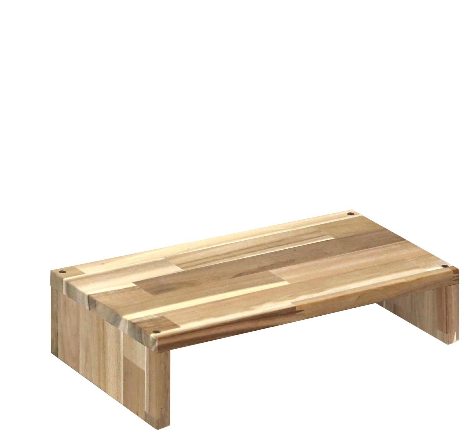 WOODPRO アカシア モニター台 デスクシェルフ 幅21cm 高さ8cm 奥行20cm 無塗装 完成品 木製 モニタースタンド 卓上 パソコン台 ディスプレイ台 机上台 コの字ラック 受注生産｜みんなのマーケット