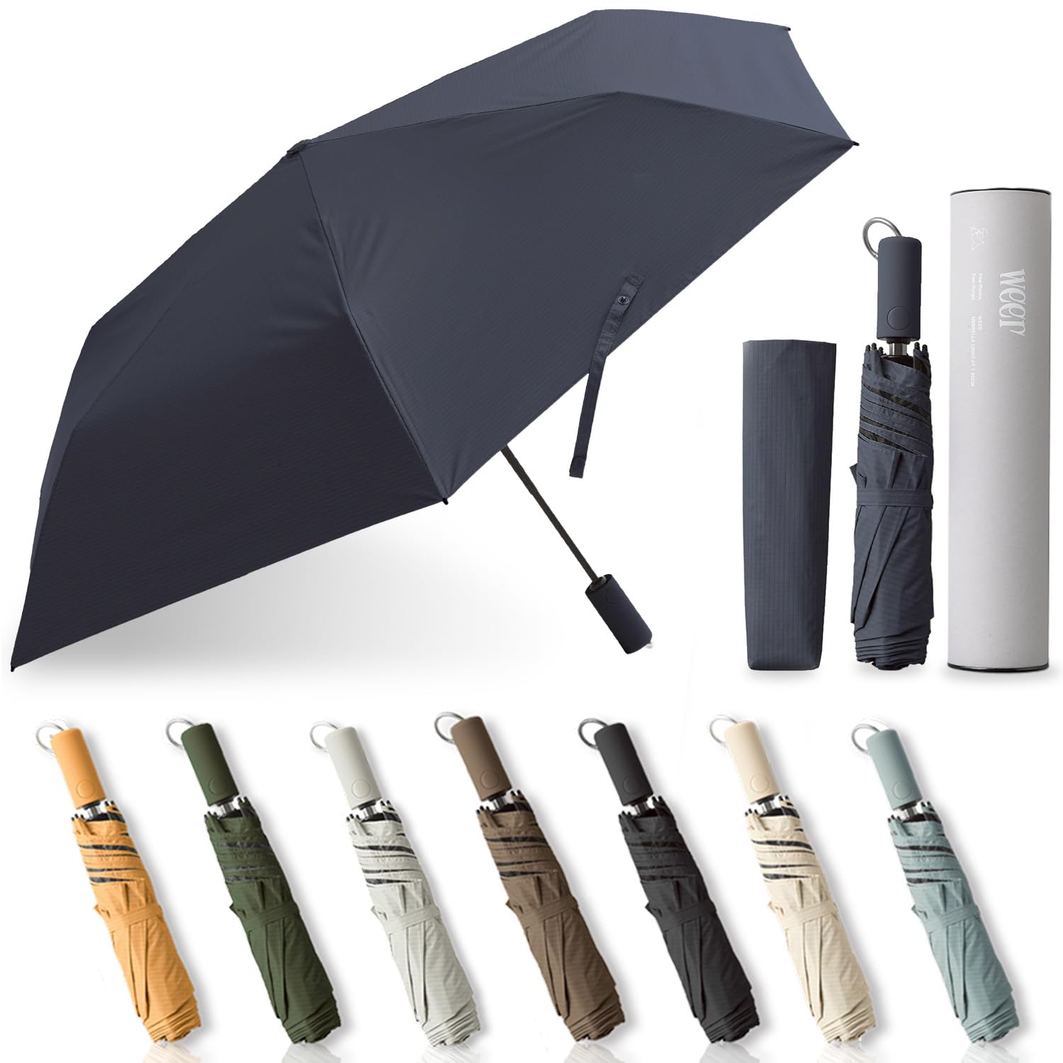 折りたたみ傘 自動小銃開閉 晴雨兼用 日がさ UVとり捨てる100% 軽さ 約210g 60糎 思わしい 炭素親骨 パウダーコンパクト ワンタッチ メンズ レディース 米国海軍