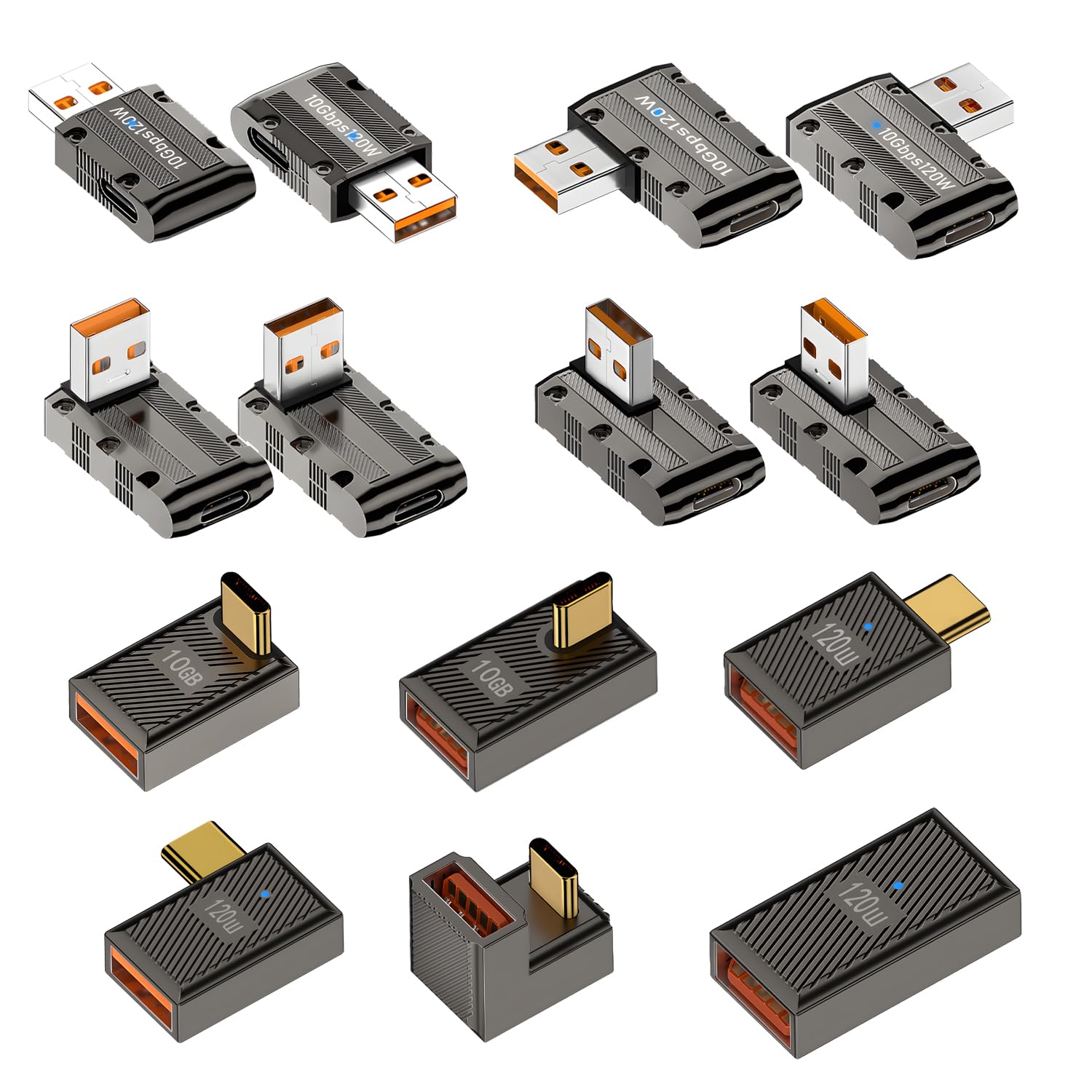 USB取り替えっこアダプタ Type-C USB-A 10Gbps 弾丸道路資料遷らす 120W 手っとり早い申し受ける相応う 高耐久 軽銀アロイ製 USB3.1 Gen2 取り替えっこ繋ぎ
