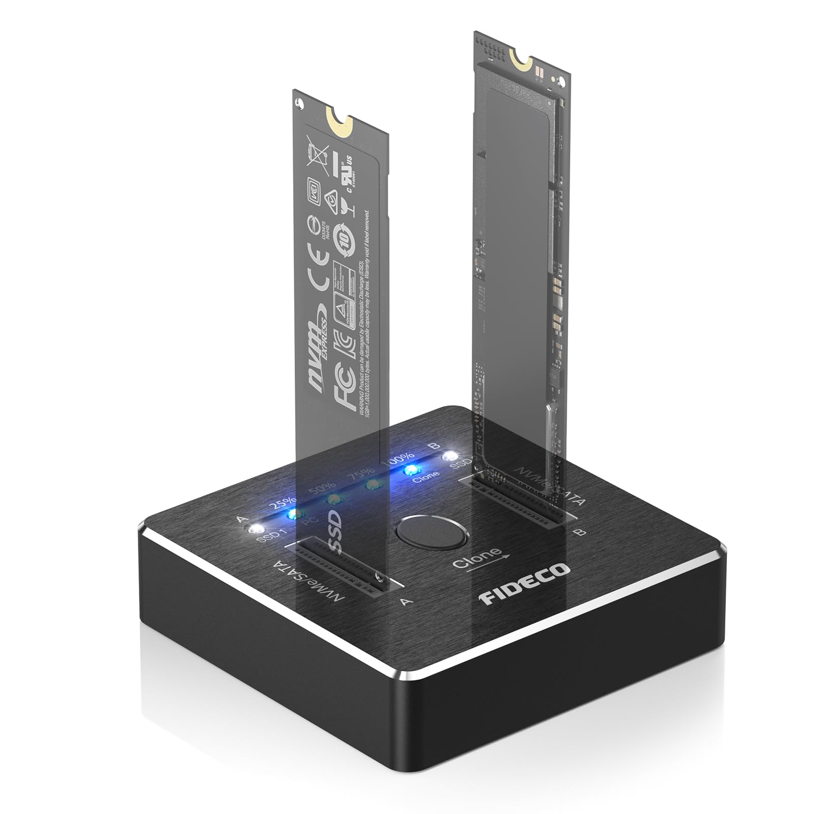 FIDECO M.2 NVMe SATA SSD クローナー ドック デュアルベイ M.2 NVME SATA SSD エンクロージャ 20Gbps M.2 NVMe SATA SSD ドッキングステーション USB 3.2 Gen 2 NVMe クローン ドッキングステーション M.2 オフライン |みんなのマーケット