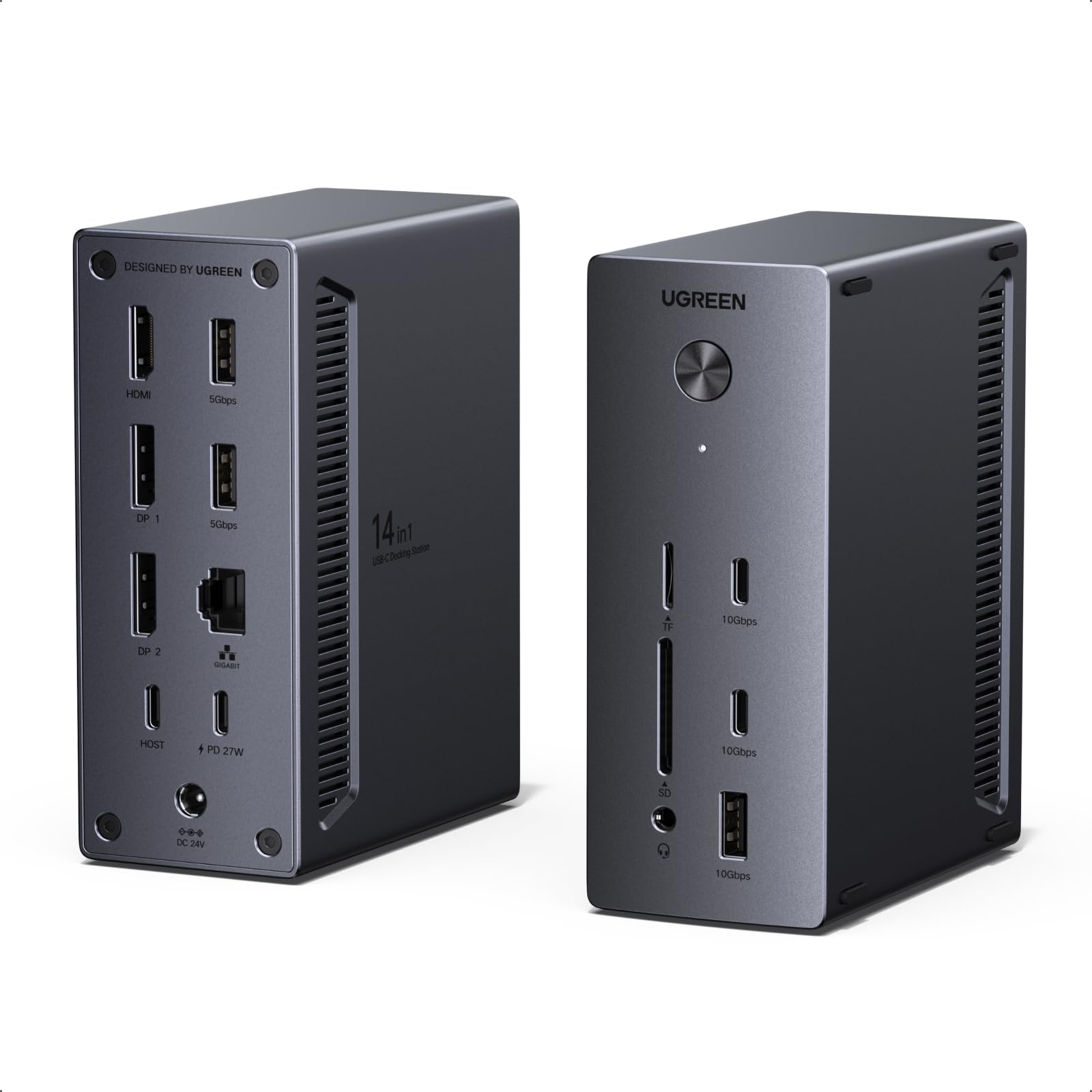 UGREEN ドッキングステーション 14-in-1 3画面出力 ノートPC100W充電 2つのDP&HDMI(DP-4K120Hz HDMI-4K60Hz) usb ドッキングステーション 10Gbps高速転送 PD3.0・USB-C/A3.2ポート・3.5mmオーディオ・SD/TFカードス|みんなのマーケット