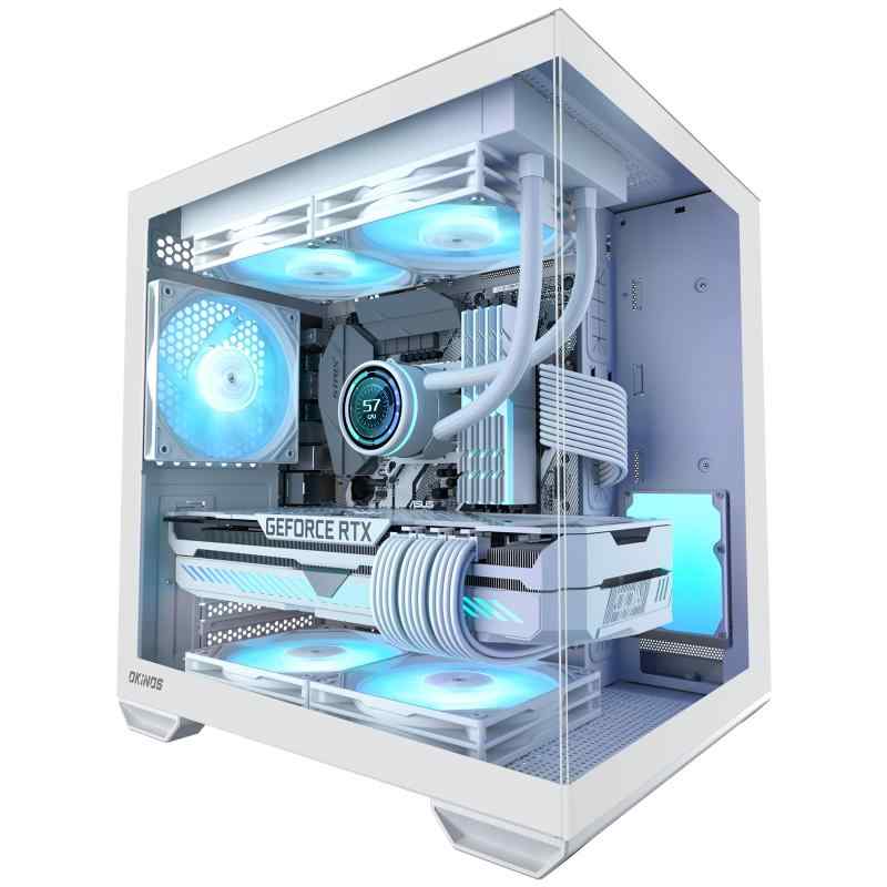 その他 Okinos MATX PC Case, Top 240mm Radiator Support, 5 PCIe Slots for Max GPU Cooling, Extra Space for 160mm PSU & Easy Cable M