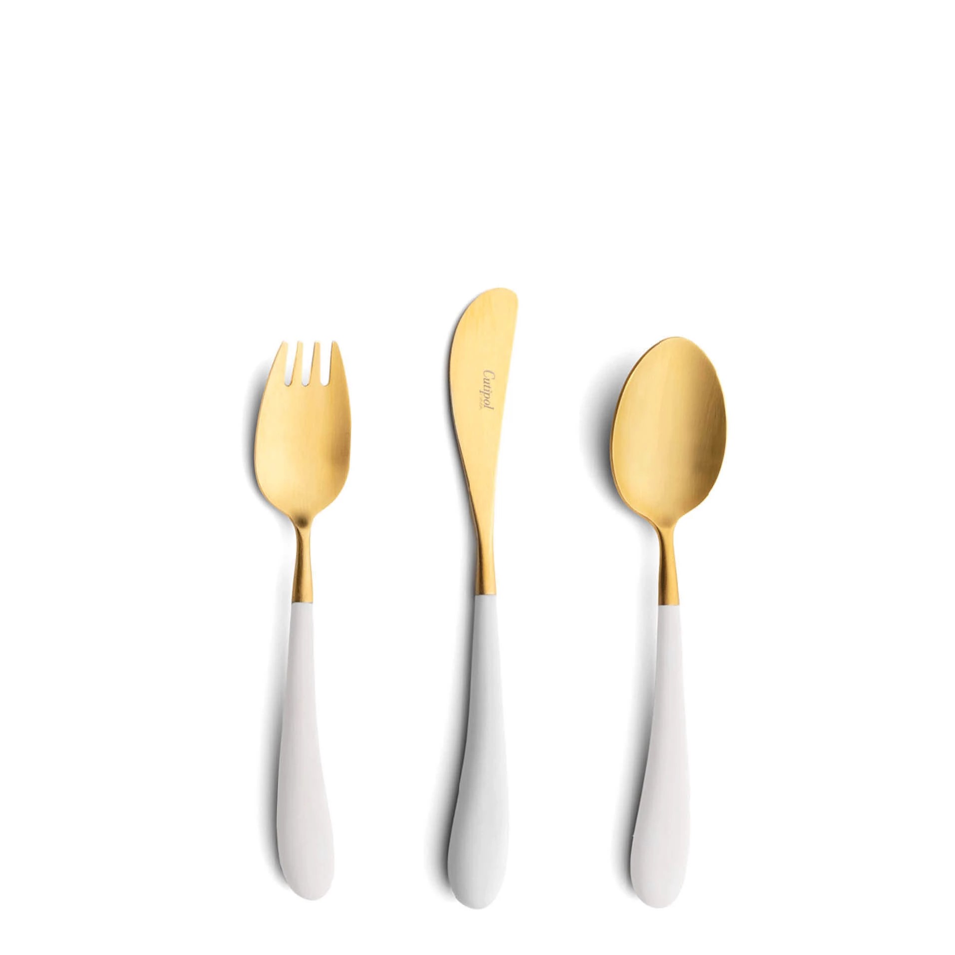 クチポール cutipol アリス Alice 白いこと/ゴールド 3pcs 箸・カトラリー-キッチン用品・食器・調理器具