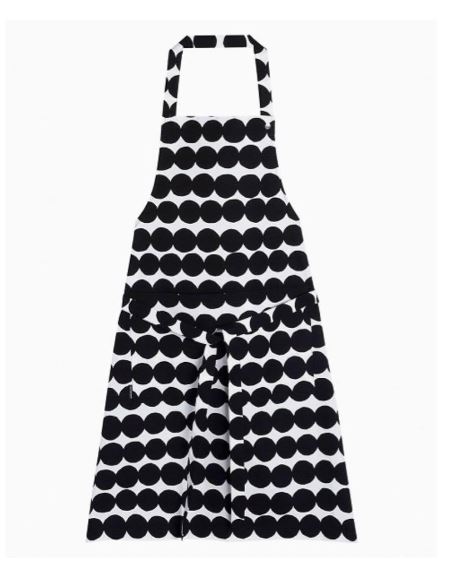 マリメッコ ラシイマット 70692-190 前垂れ 黒いこと/白いこと MARIMEKKO