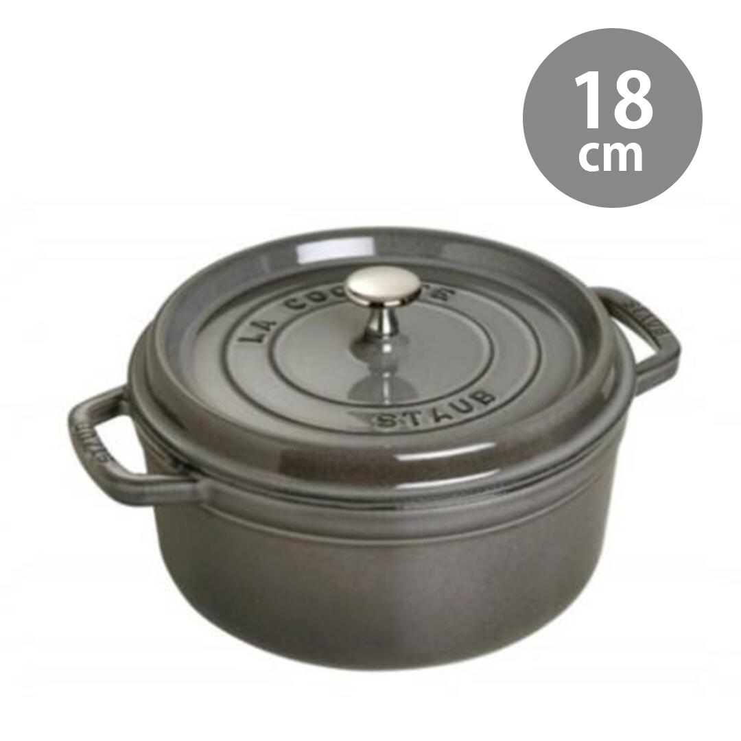 ストウブ　ココットロンド　18cm　グラファイトグレイ　18　STAUB　鍋　フランス　ホーロー鍋　ピコ　ココット　熱伝導　鋳物　無水調理　料理人　オーブン　贈り物　プレゼント　ギフト｜MINOKOBO 17,298円