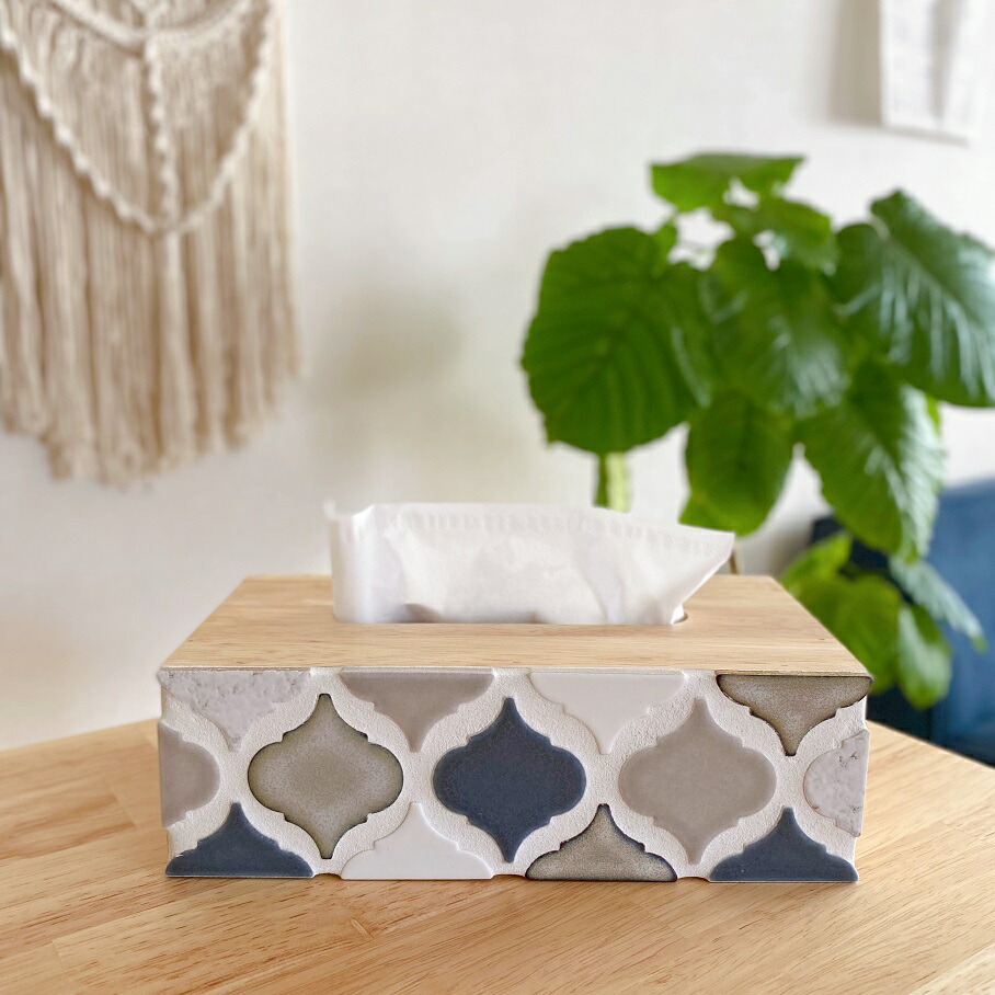【楽天市場】ティッシュケース （Blue） おしゃれ 北欧 木製 かわいい タイル ブリティッシュ 西海岸 ティッシュボックス カバー ケース