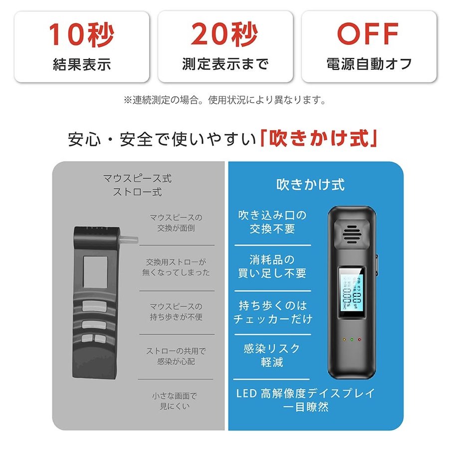 送料無料（一部地域を除く） 当日発送 アルコール検知器 呼気 ブレスチェッカー 飲酒運転防止 アルコールテスター 高性能 国家公安委員会 吹き込み  非接触型 飲酒検知器 高精度 LCD液晶表示 小型 二日酔い 携帯用 USB式 alc-jc500-20set www.dexion.com.au