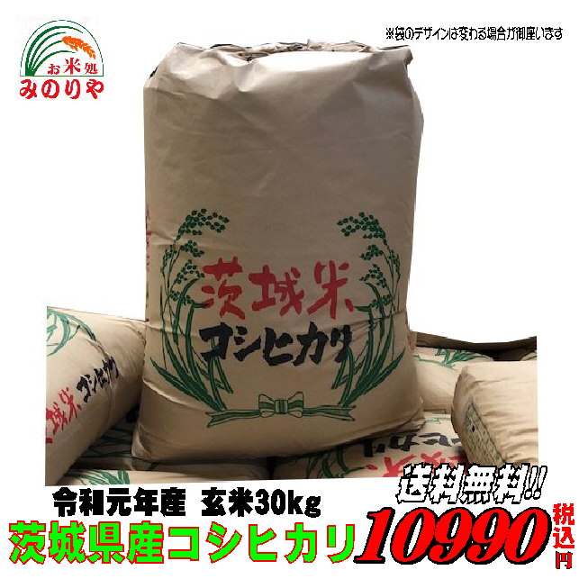 令和元年産　　茨城県産コシヒカリ玄米３０ｋｇ送料無料　無料精米 【smtb-TD】【saitama】【HLS_DU】　【楽ギフ_のし】【楽ギフ_のし宛書】　　02P05Nov16