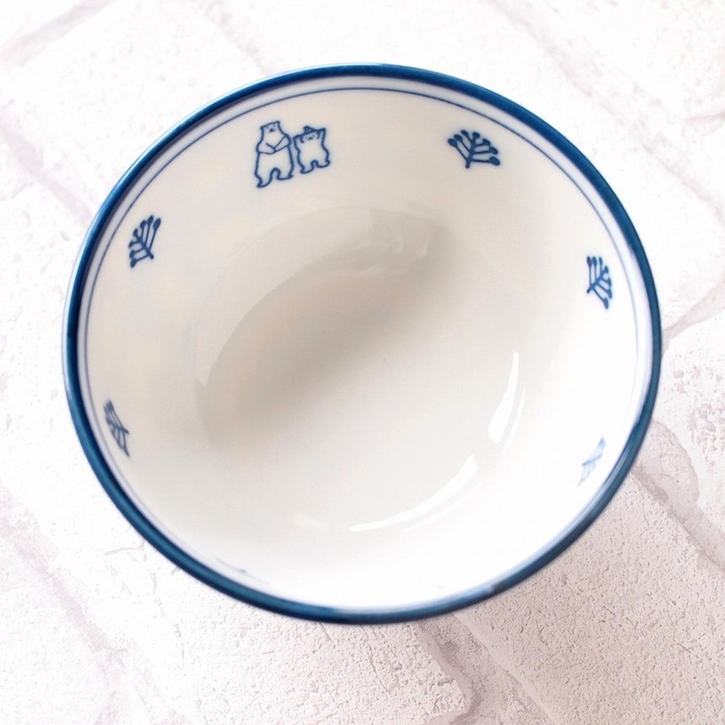 Mino ware Japanese Ceramics Rice Bowl Polar Bear Navy made in Japan 