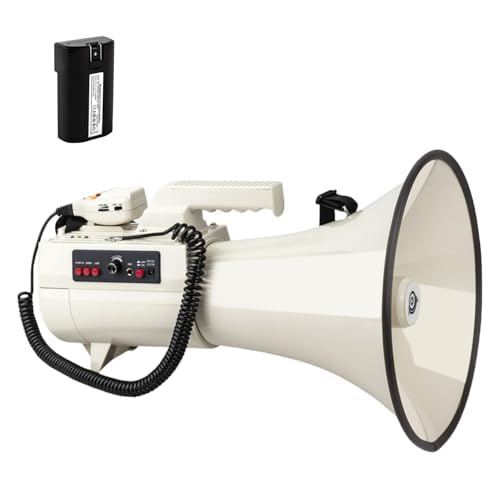 ハンデメガホン 拡声器金棒引き ハンドヘルドメガホン 75 W SD メモリカードリーダー 吹き込みおよびサイレン付き添い人拡声器金棒引き USB 閃光電球 Aux インプットメガホン 室外用 競技大会 駆け込み寺読み合わせる 講じる 消防