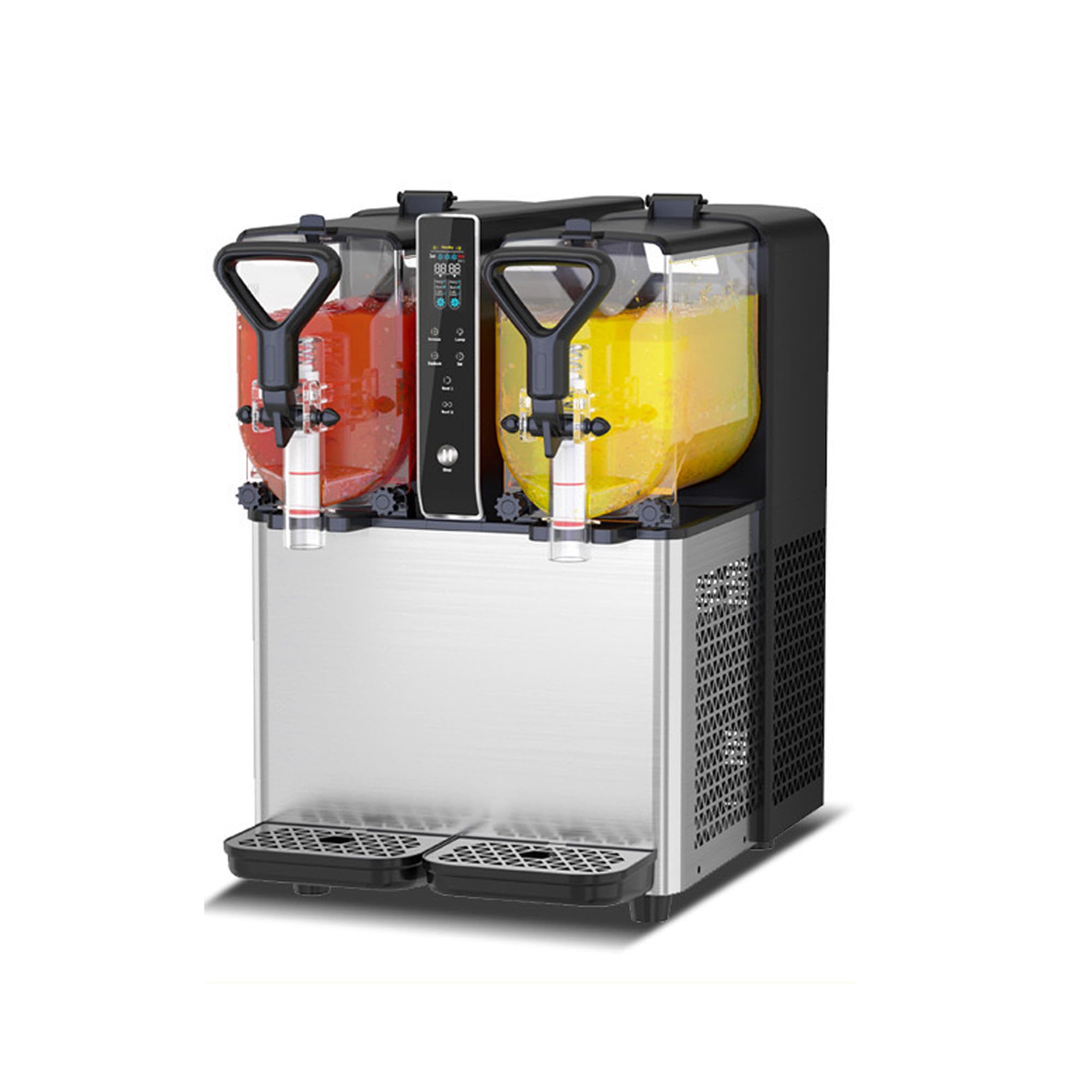 フローズンドリンクマシン フローズンマシン スラッシュ器械4L/ 4L*2静電容量 3つのプリセット据え付ける LCD手当たりダイアログボックス スノーフレーク製氷機 灯し火 全自動小銃洗いもの 低騒々しい音 電動 ふわふわ かき氷器