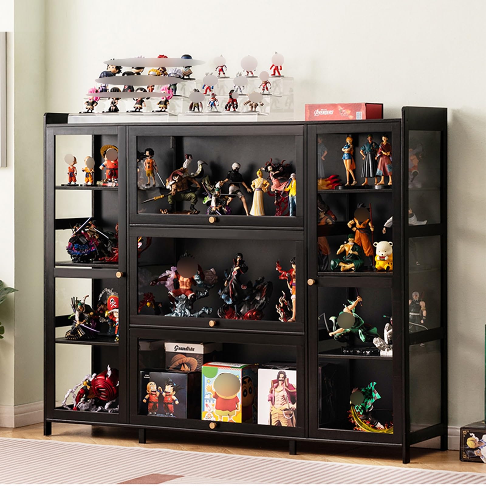 R1817新品 ガラス コレクションケース 棚フィギュアケース展示ケースブラック R1817新品 ガラス コレクションケース 棚フィギュアケース展示ケース