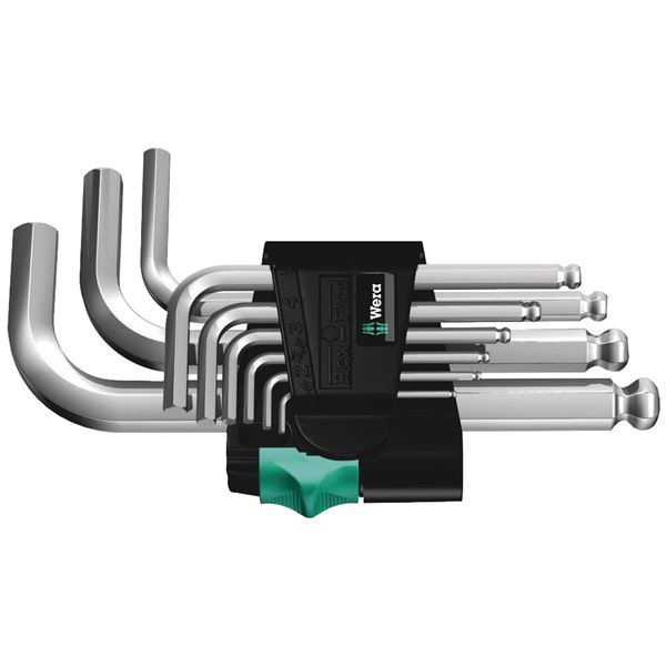 WERA ヴェラ 9本組 Hex-Plus レインボー ボールポイント付 L型六角棒 レンチ セット ホルダー付 133163 工具 ツール DIY 作業工具 道具