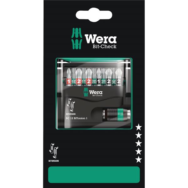 WERA ヴェラ 12点組 Bi-Torsion ドライバービット ホルダーセット ケース付 136385 工具 ツール DIY 作業工具 道具