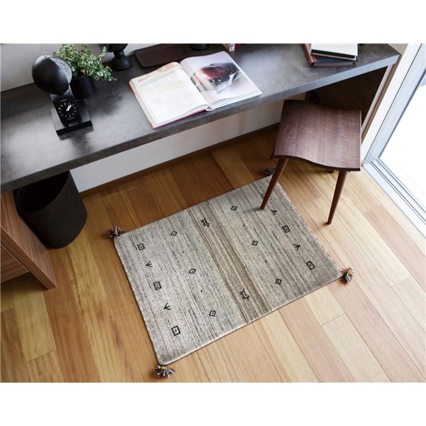 【ポイント8倍！GW特売最終+イーグルス勝利】 ラグマット 絨毯 約45×75cm L16 ニュージーランドウール100％ 保温性 調湿効果 オールシーズン対応 ギャッベ リビング