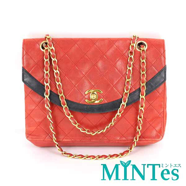 Chanel シャネル ヴィンテージ シングルフラップ マトラッセ チェーン ショルダーバッグ レッド ラムスキン レザー 【中古】|MINTes