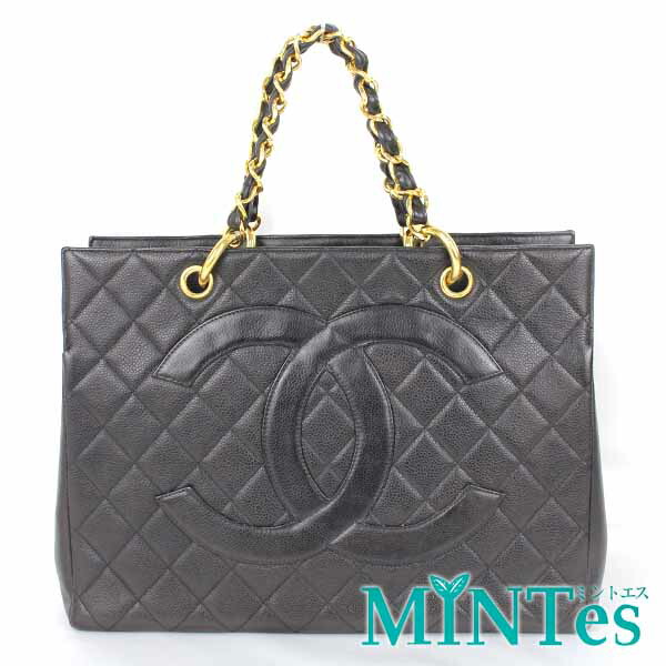 Chanel シャネル デカココ チェーン トートバッグ ブラック ゴールド金具 キャビアスキン ココマーク 【中古】
