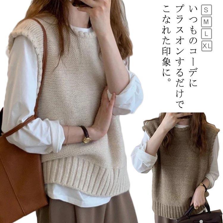 楽天市場】ラウンドネック クルーネック ベスト ノースリーブ ニット