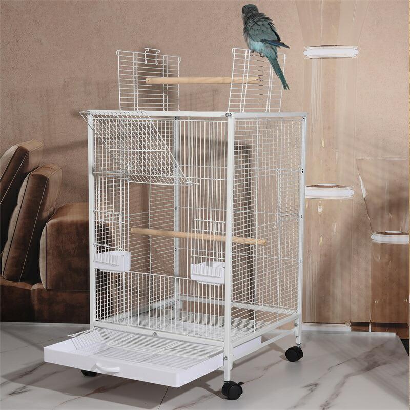 鳥ケージ 鳥かご バードゲージ 大型 豪華ケージ 大きい 複数飼い インコ 文鳥 オウムケージ オカメ セキセイ ボタン 46*46*90CM ホワイト ブラック｜ミントモード