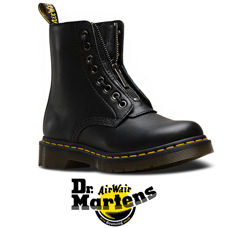 ドクターマーチン 18％OFF 8ホール シューズ Dr.Martens 1460 8 Eye Boot 高価値 PASCAL FRONT 女性 ZIP パスカル 23863001 靴 フロントジップ レディース 黒 ブラック