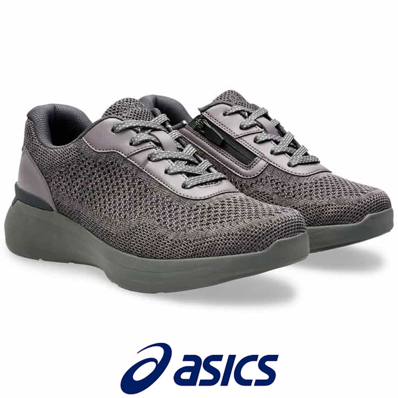 レディース ウォーキングシューズ 幅広 5E相当 アシックス ニーズアップ ダークグレー O脚 ひざ asics KNEESUP 1242A022 020 ファスナー ジッパー ウォーキングシューズ スニーカー