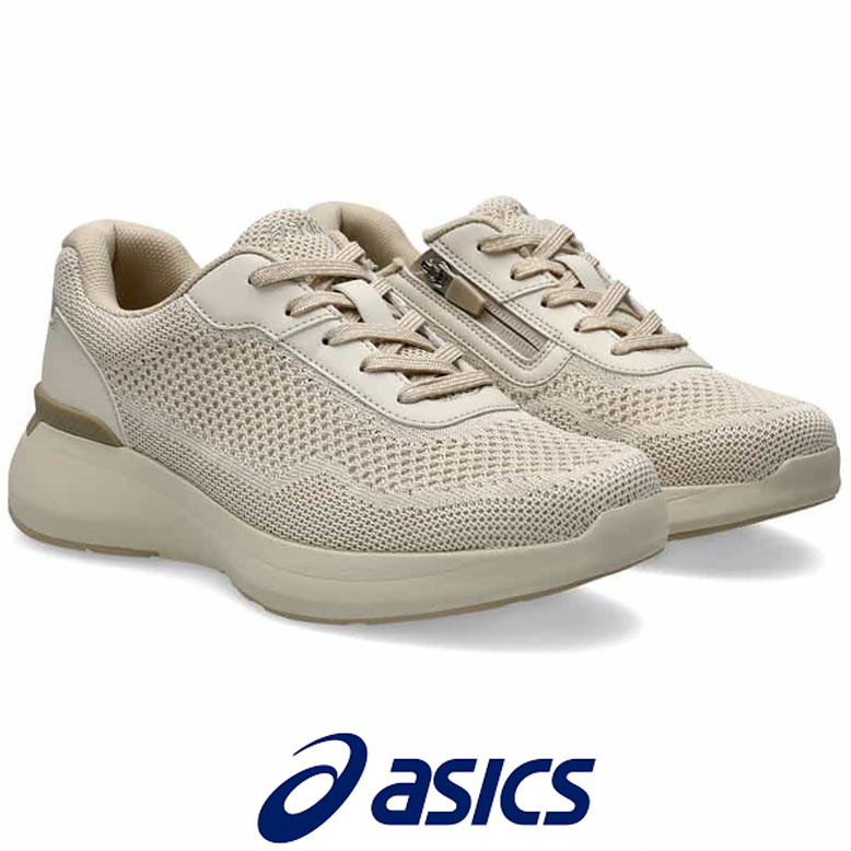 レディース ウォーキングシューズ 幅広 5E相当 アシックス ニーズアップ ベージュ O脚 ひざ asics KNEESUP 1242A022 250 ファスナー ジッパー ウォーキングシューズ スニーカー