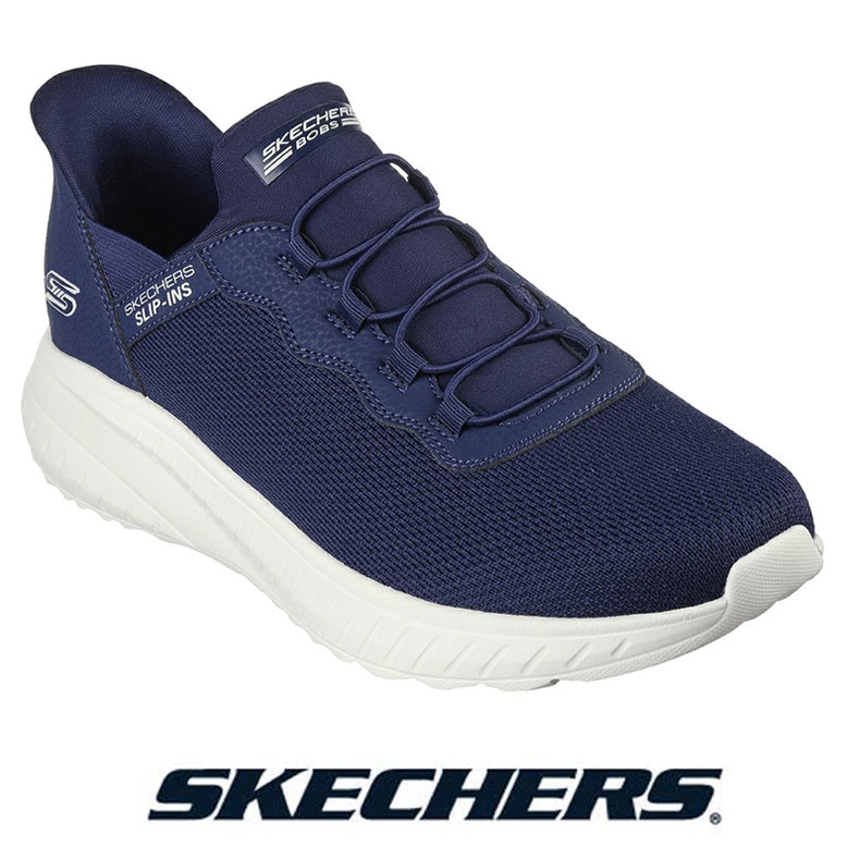 スケッチャーズ スリップインズ メンズ 大きいサイズ ハンズフリー ゴム紐 スリッポン スニーカー SKECHERS SLIP-INS 118300 NVY ネイビー 紺 BOBS SPORTS SQUAD CHAOS-DAILY HYPE