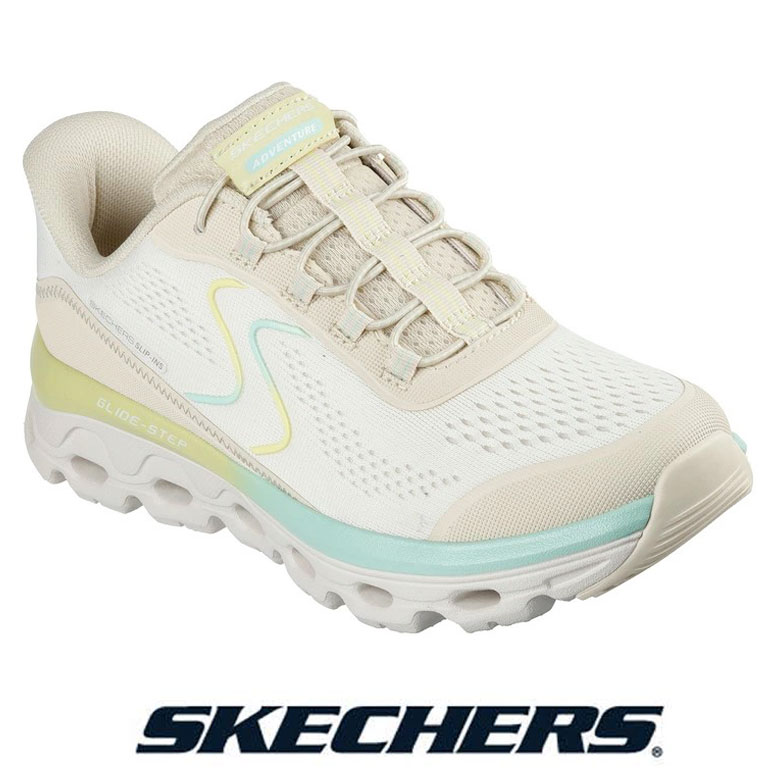 スケッチャーズ スリップインズ レディース ウォーキングシューズ ハンズフリー ゴム紐 スリッポン スニーカー SKECHERS SLIP-INS 180272 NTMT ナチュラル/マルチ グライドステップ ソール