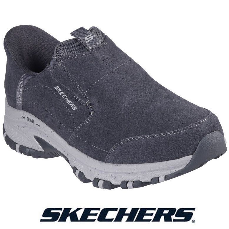 スケッチャーズ スリッポン スニーカー メンズ SKECHERS SLIP-INS 237750 CHAR チャコール 本革 スエード スリップインズ ハンズフリー ヒルクレスト - シダー ルート アウトドア トレイル ハイキング