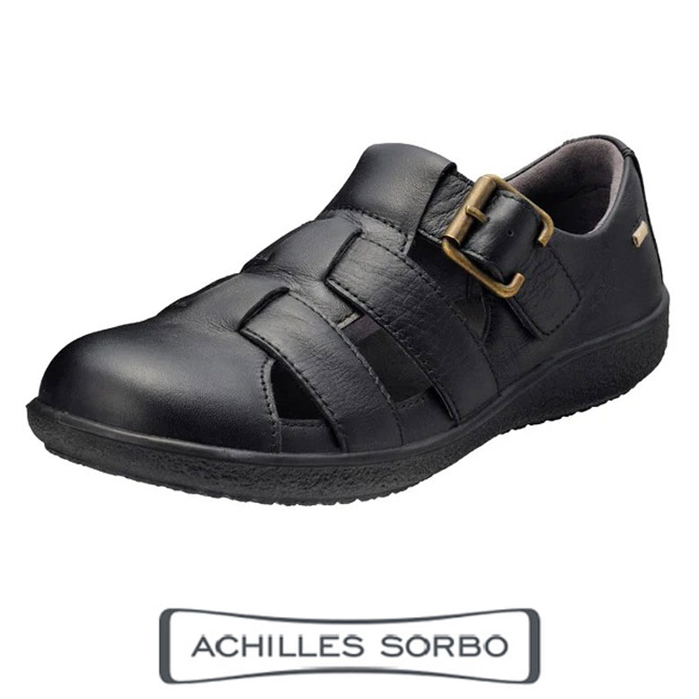 アキレスソルボ 5540 本革 3E ブラック 黒 靴 レディース Achilles SORBO グルカサンダル コンフォート シューズ ウォーキングシューズ カジュアルシューズ SALE セール