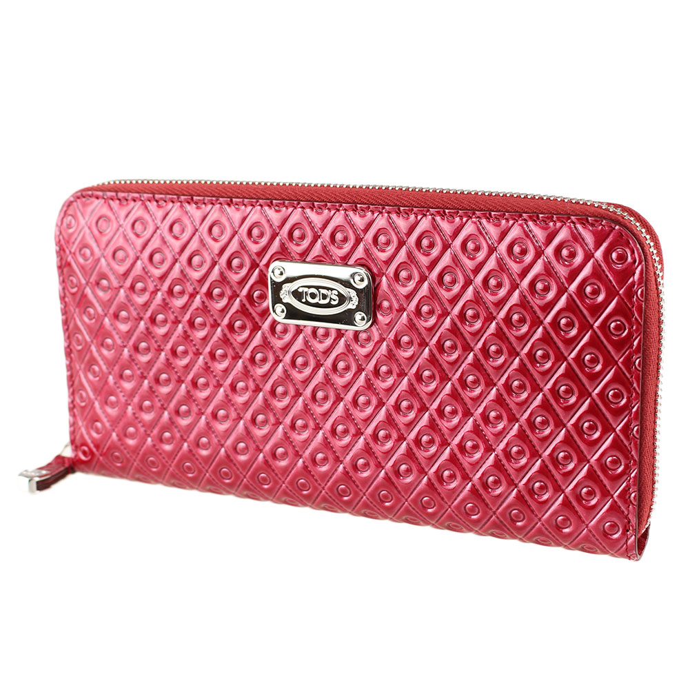 トッズ 長財布 ラウンドファスナー スタッズ レザー シルバー金具 ボルドー imgrc0087961401.jpg