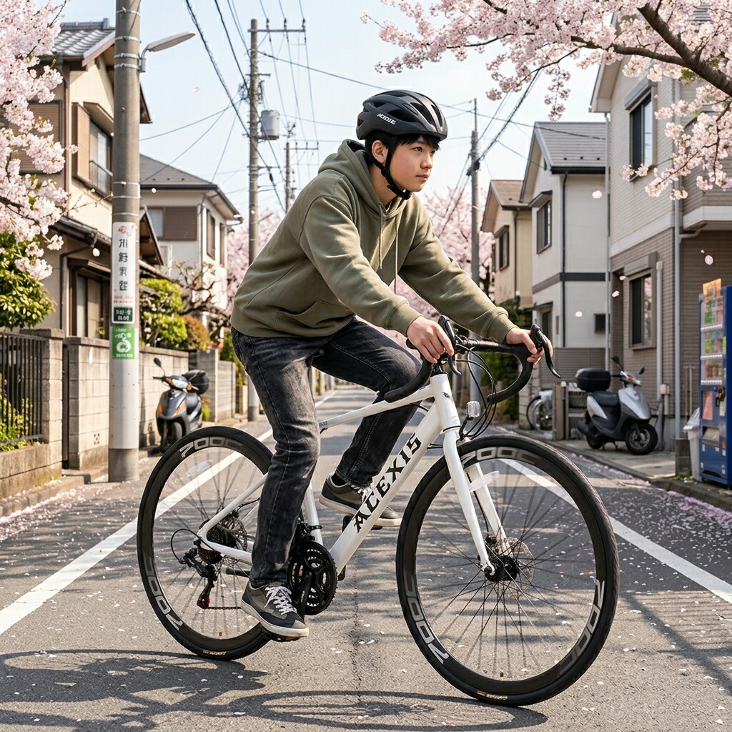 【完成車お届け可能】ACEXIS ロードバイク 自転車 シマノ21段変速 アルミフレーム 適応身長160cm以上 前後輪クイックリリース仕様 厚手クッションサドル ディスクブレーキ 通勤 通学 プレゼント 誕生日|エーシースバイク
