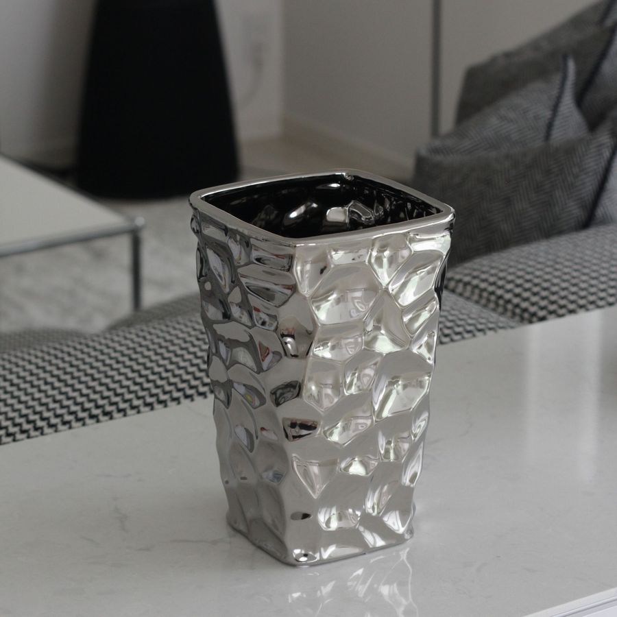 シルバー カラー サイズLL 人気商品 スタイリッシュ 売れ筋 花器 花瓶 北欧雑貨 北欧インテリア インテリア雑貨 おしゃれ 大きめ  可愛い かわいい インテリア モダン モダンシック フラワーベース 陶器 プレゼント 贈り物 質感 モノトーン ブラック vase ...
