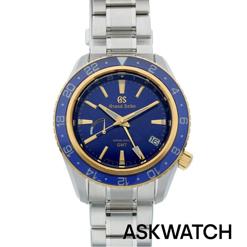 グランドセイコー GrandSeiko　 サイズ:44mm 【SBGE248 スポーツコレクション スプリングドライブGMT】YG SS ブルー文字盤腕時計(シルバー×ブルー×イエロー 176.30g)【ASK002】【小物】【621042】【中古】bb33#askwatch*B