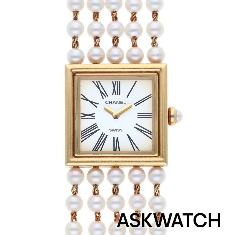 シャネル CHANEL　 マドモアゼルK18YG パールベルト腕時計(イエローゴールド×ホワイト 44.51g)【ASK99】【小物】【929052】【中古】bb315#askwatch*B