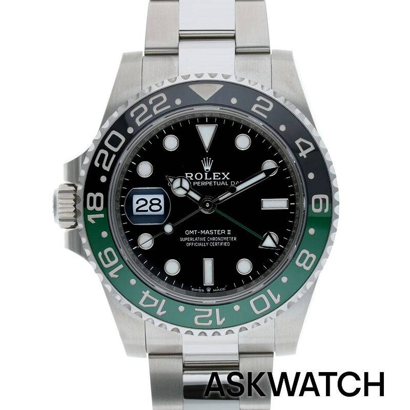ロレックス ROLEX　 126720VTNR GMTマスターIISSランダム品番黒文字盤腕時計(シルバー×ブラック×グリーン)【ASK002】【小物】【904062】bb357#askwatch*S