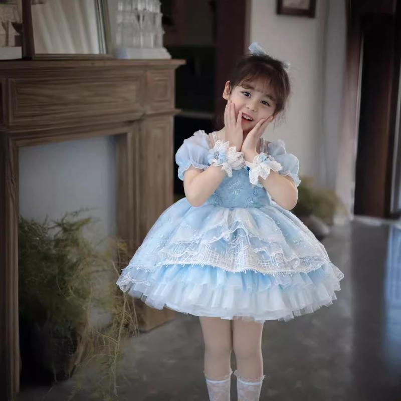 子供 スカート 女の子 ロリータ サスペンダードレス キッズファッション ラインストーン プリンセス ワンピース画像