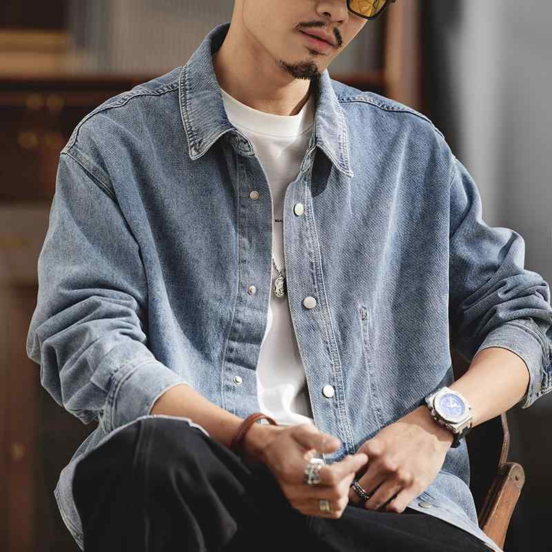メンズファッション春夏秋冬かっこいいオシャレモテ男性用紳士服服韓国シンプル大人春長袖デニムシャツメンズゆったりレトロシャツメンズカジュアル快適ジャケット春秋|激安ショップ UEDA