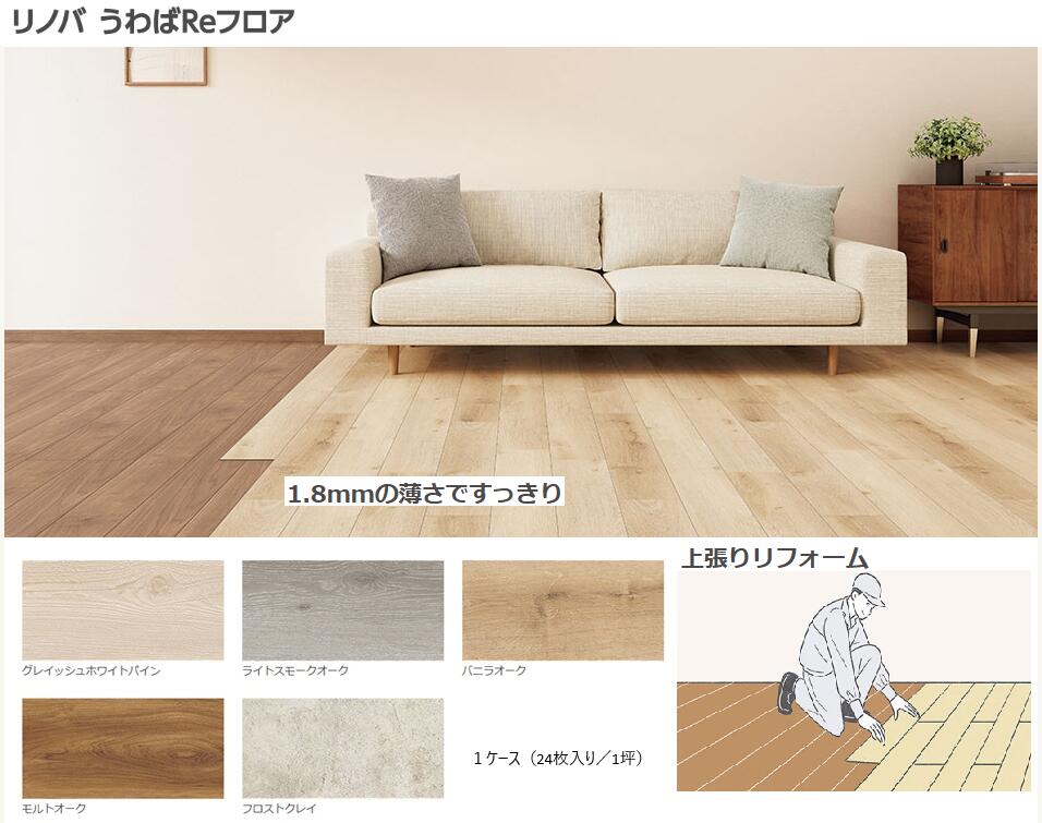 LIXIL リクシル リノバ うわばRe フロア 床材 一般床下地用 木目柄 木目調 石目柄 約2畳 1坪 内装材 床 DIY リフォーム