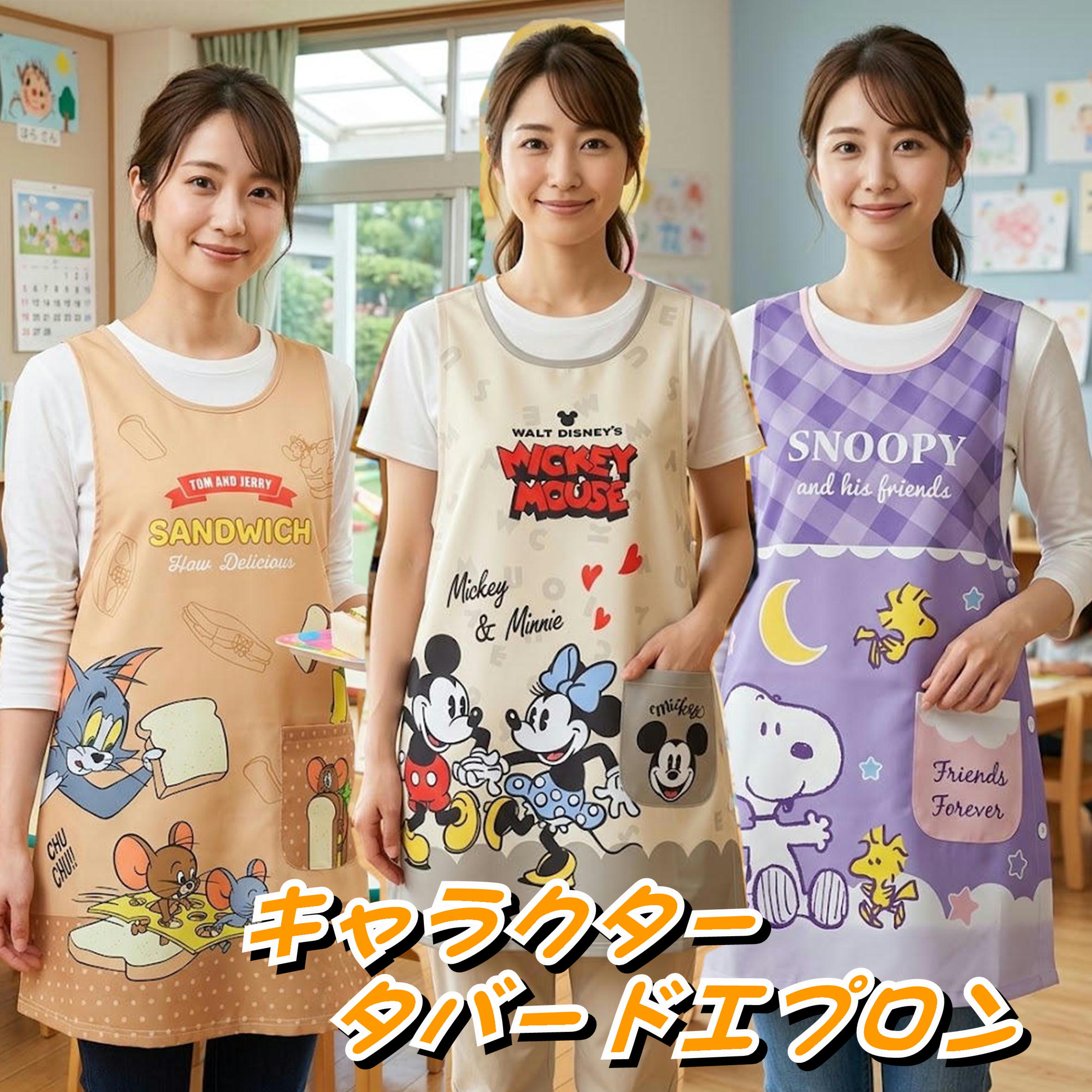 楽天市場】キャラクター タバードエプロン ミッフィー スヌーピー トム 楽天市場】キャラクター タバードエプロン ミッフィー スヌーピー トム