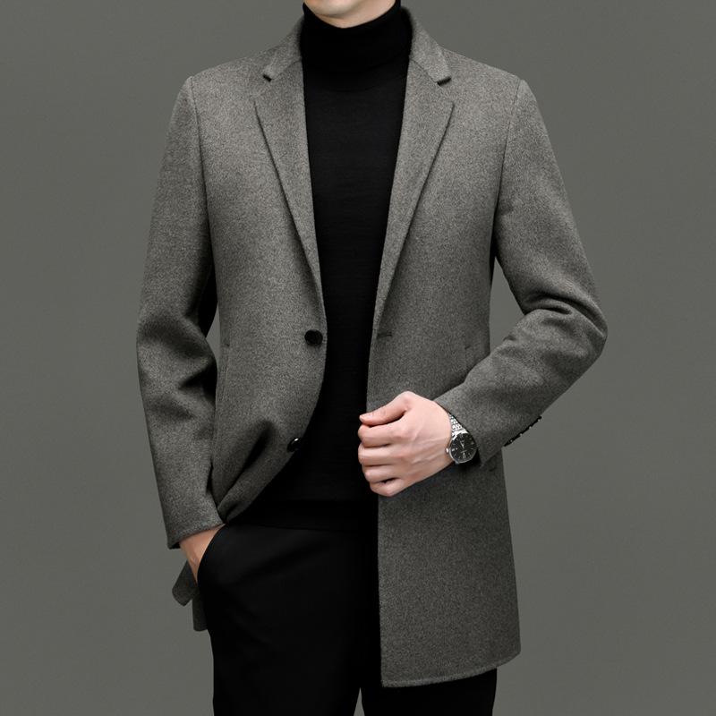 コート メンズ 男性用 ウール アウター 秋冬 厚手 ビジネス カジュアル 紳士服 ウール ポリエステル 防寒 無地｜MIRAIYUKI